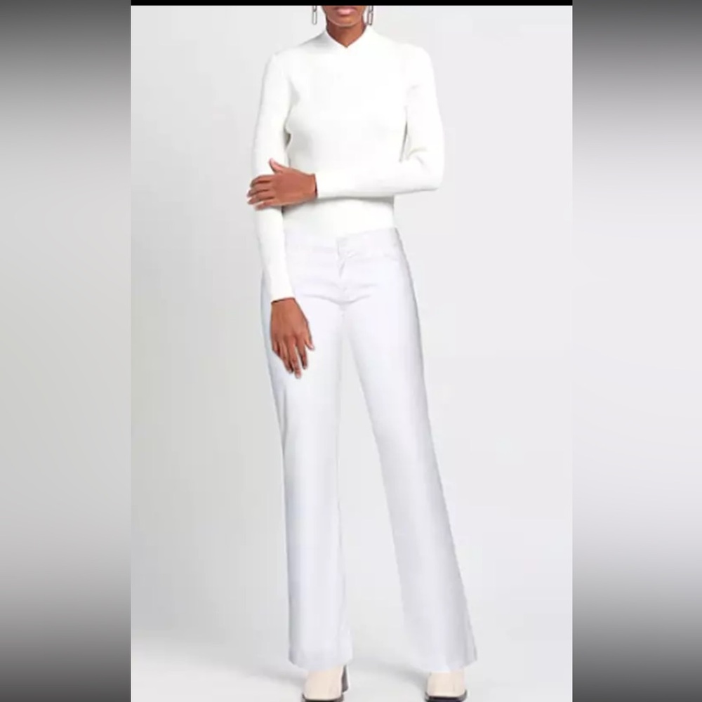 7 For All Mankind Dojo Crystal Chain Flare Leg Jeans White Retail $283